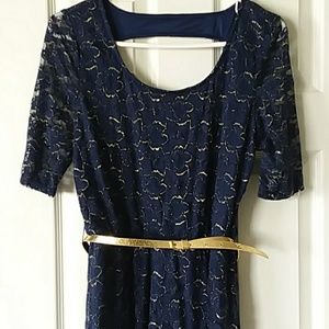 By&By Navy Lace Dress